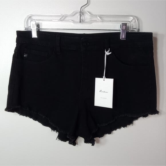 KanCan  Black Cutoff Fringe Raw Hem Shorts KC6033BK Size 13/30 - Picture 2 of 11